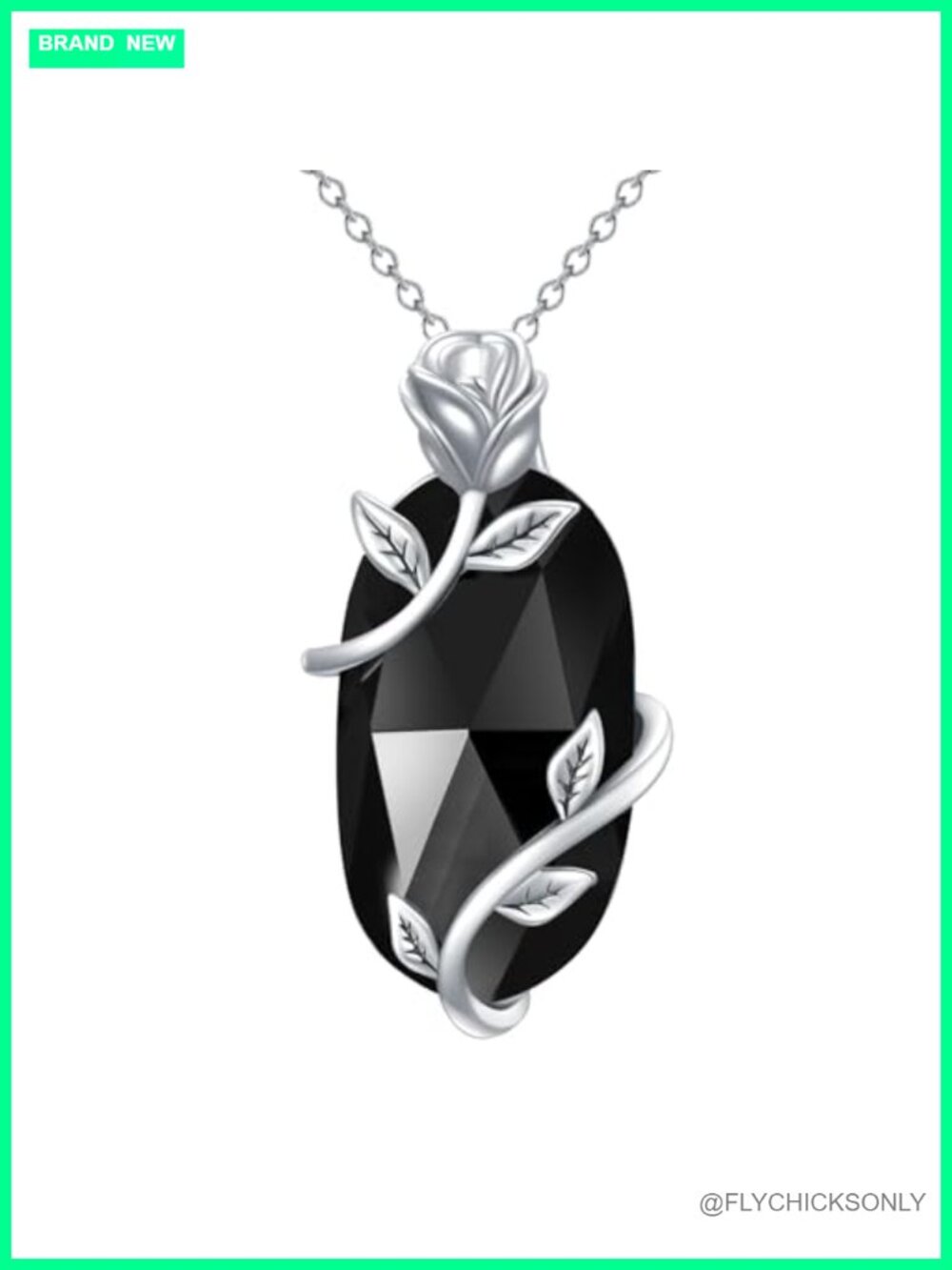 925 Sterling Silver Filigree Teardrop Black Onyx Pendant Necklace Gift for Women